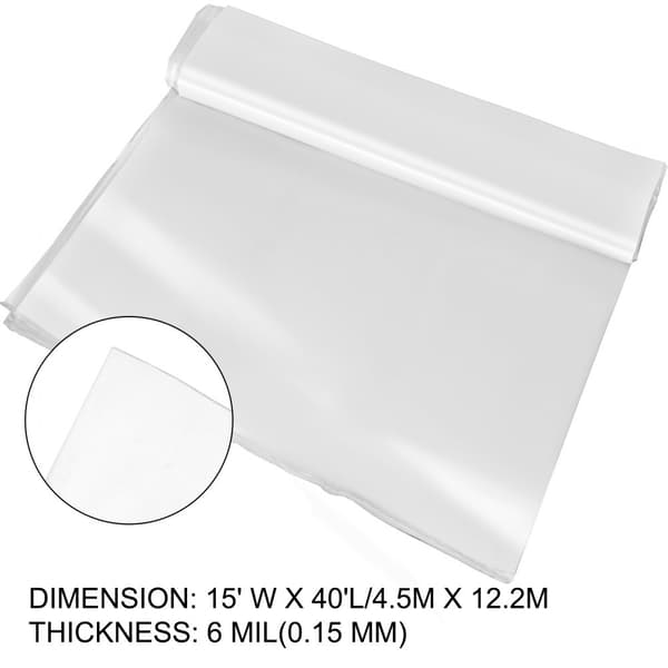Växthusfilm 15x40 fot, 6 Mil tjock, UV-beständig polyetenplast som håller värmen och har hög hållfasthet.