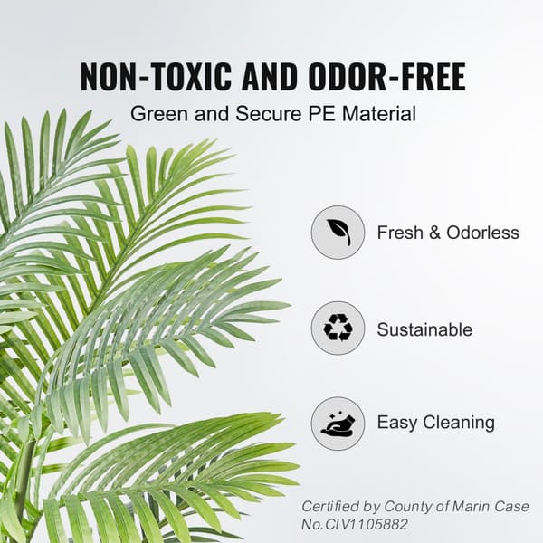 Konstgjord palm, 4 fot hög, säker PE-materiel, lågt underhåll, naturtrogen växt för hemmakontor och inredning.