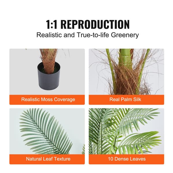 Konstgjord palm, 4 fot hög, säker PE-materiel, lågt underhåll, naturtrogen växt för hemmakontor och inredning.
