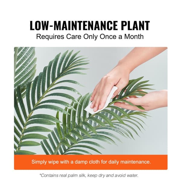 Konstgjord palm, 4 fot hög, säker PE-materiel, lågt underhåll, naturtrogen växt för hemmakontor och inredning.