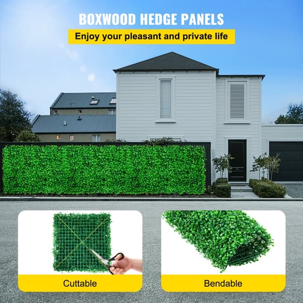 Kunstigt buksbom panel, UV-beskyttet, 48 stk. Hæk-vægpaneler med 10x10" grønt græs. Perfekt til indendørs & udendørs privatlivshegn.