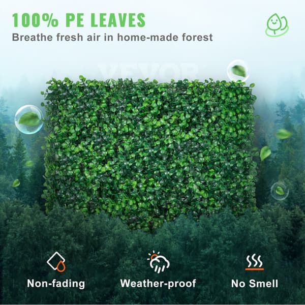 Keinotekoinen Boxwood-paneeli UV 12 kpl, vihreä ruohoseinä 20x20" sisustukseen, yksityisyysaita puutarhaan.