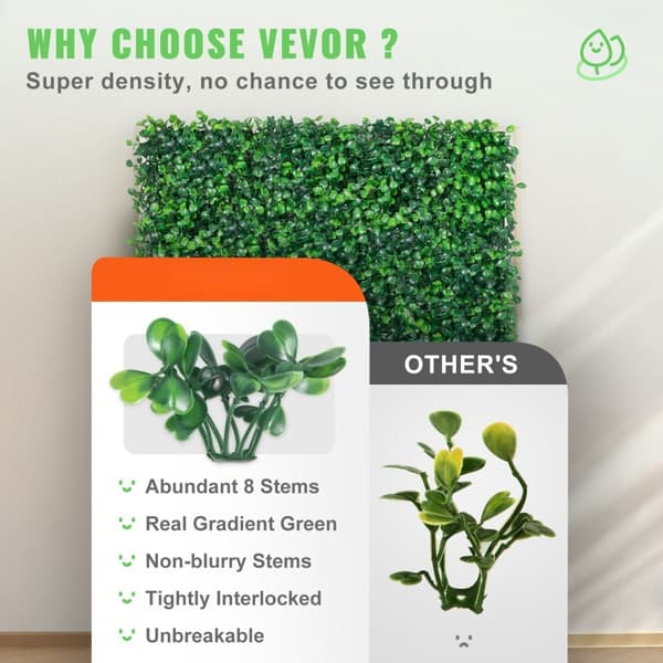 Keinotekoinen Boxwood-paneeli UV 12 kpl, vihreä ruohoseinä 20x20" sisustukseen, yksityisyysaita puutarhaan.