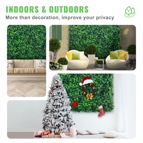 Keinotekoinen Boxwood-paneeli UV 12 kpl, vihreä ruohoseinä 20x20" sisustukseen, yksityisyysaita puutarhaan.