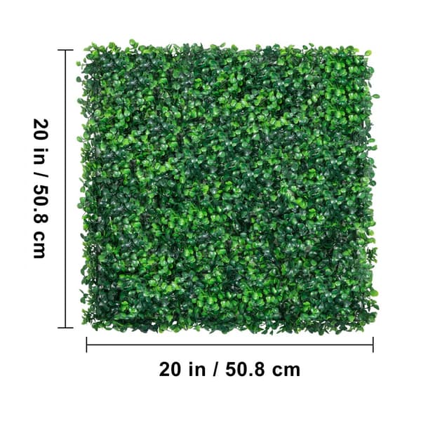 Keinotekoinen Boxwood-paneeli UV 12 kpl, vihreä ruohoseinä 20x20" sisustukseen, yksityisyysaita puutarhaan.