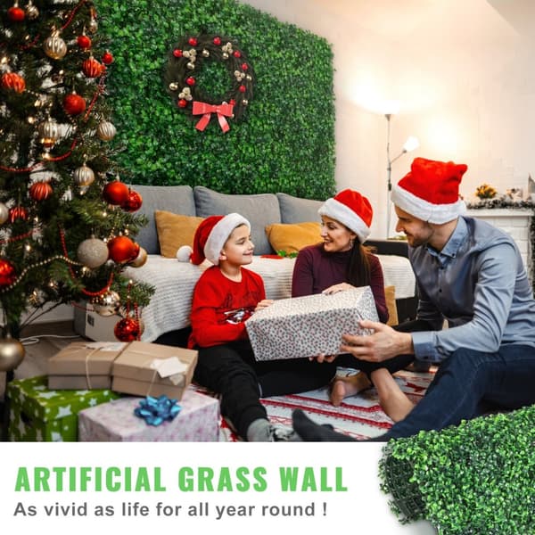 Keinotekoinen Boxwood-paneeli UV 12 kpl, vihreä ruohoseinä 20x20" sisustukseen, yksityisyysaita puutarhaan.