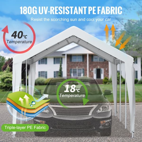 Udskiftning af carportbaldakin, 10 x 20 fod, UV-resistent og vandtæt tarp til garage, fest, have og båd (ramme ikke inkluderet).