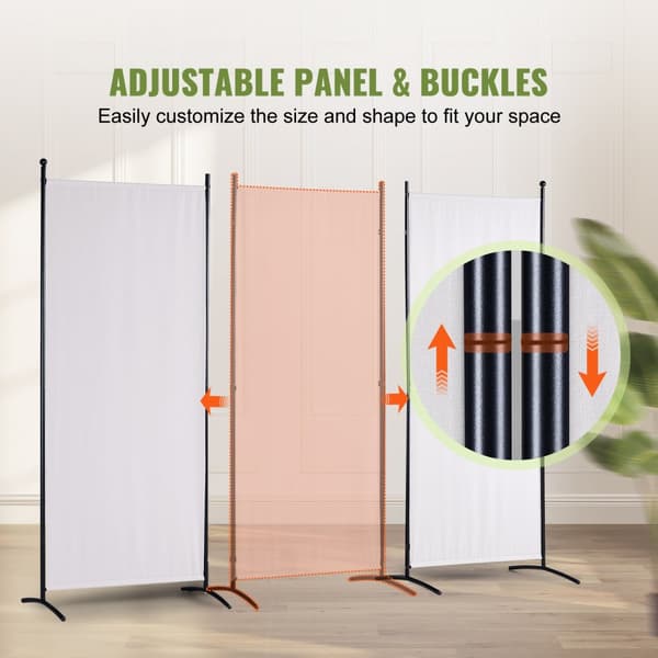 Rumdeler i stof, 6,1 fod, foldbare 3-paneled privatskærme til kontor, soveværelse og spisestue. Fritstående, hvid design.