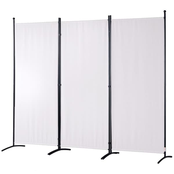 Rumdeler i stof, 6,1 fod, foldbare 3-paneled privatskærme til kontor, soveværelse og spisestue. Fritstående, hvid design.