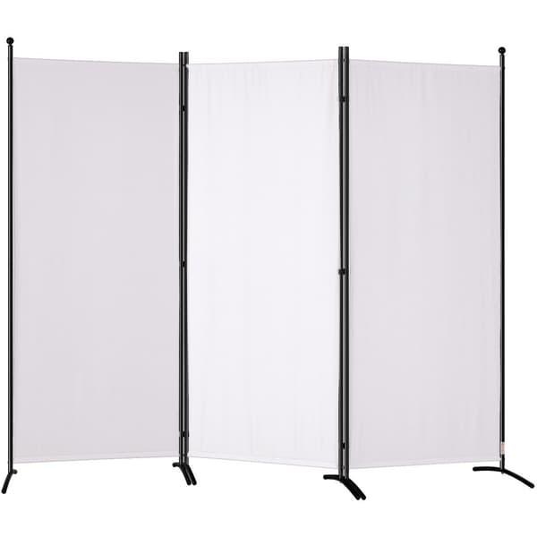 Rumdeler i stof, 6,1 fod, foldbare 3-paneled privatskærme til kontor, soveværelse og spisestue. Fritstående, hvid design.