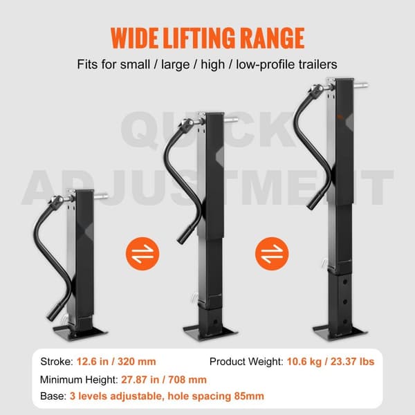 Trailer Jack, trailerkrog jack med 5400 kg kapacitet, ideel til løft af campingvogne, hestevogne, og både. Robust og praktisk håndtag.