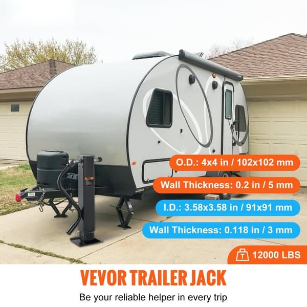 Trailer Jack, trailerkrog jack med 5400 kg kapacitet, ideel til løft af campingvogne, hestevogne, og både. Robust og praktisk håndtag.