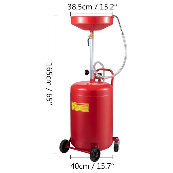 Spildolieaftapningstank, 20 gallon. Bærbar, luftdrevet beholder til olieskift. Justerbar højde og hjul til nem transport og olieafhentning.