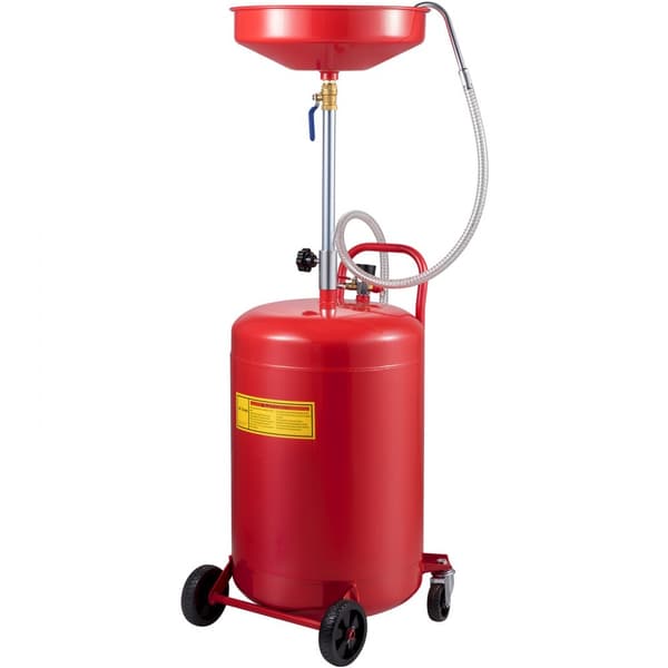 Spildolieaftapningstank, 20 gallon. Bærbar, luftdrevet beholder til olieskift. Justerbar højde og hjul til nem transport og olieafhentning.