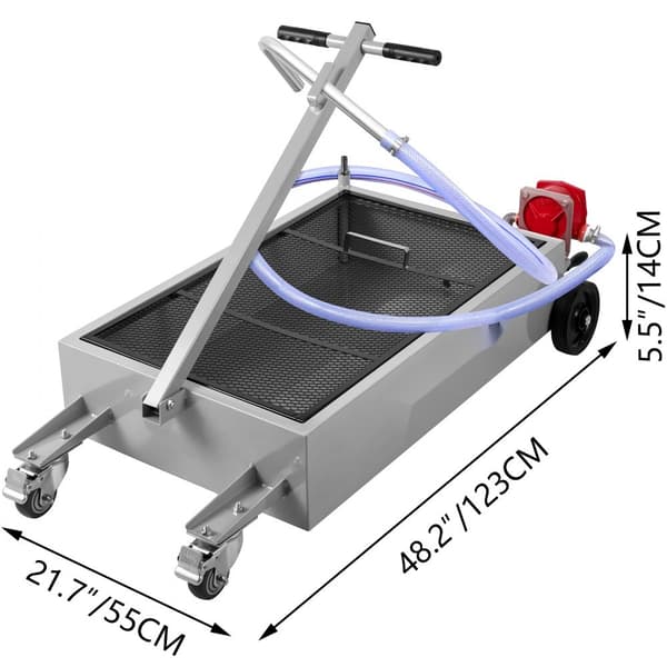 Olieaftapningsbeholder 15 gallon, 57L lavprofil med pumpe og slange. Perfekt til olieudskiftning af bil, SUV og lastbil. Foldbar hånd og