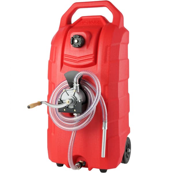 16 gallons brændstoftank, 7,8 l/min., transportabel med håndpumpe og gummihjul. Ideel til benzin, diesel og olieoverførsel.