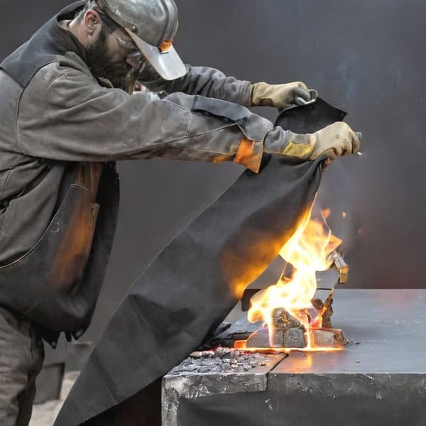Svejsetæppe i kulstoffilt 4-pak, 37"x36", flammehæmmende, varmebestandigt op til 980°C, skærbar isoleringspude.