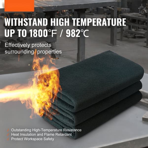 Svejsetæppe i kulstoffilt 4-pak, 37"x36", flammehæmmende, varmebestandigt op til 980°C, skærbar isoleringspude.