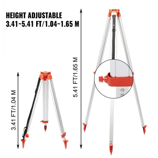 Rotationslaser, niveaulasermaskiner, 5M længde med 1,65 m aluminiumsstativ og tripod til præcise målinger.