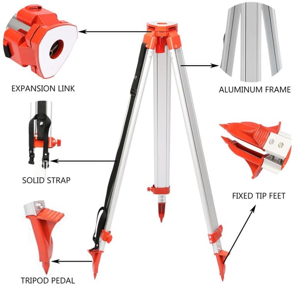 Rotationslaser, niveaulasermaskiner, 5M længde med 1,65 m aluminiumsstativ og tripod til præcise målinger.