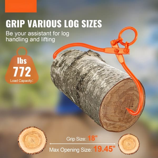 Tømmertænger til 18" træstokke med 2 kløer, 350 kg kapacitet. Perfekt til løft, håndtering og slæb af bjælker.