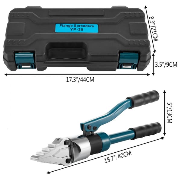 Hydraulisk flangespreder 8T til manuel adskillelse. Med integreret splittype, 30 mm flangekile og spidstykkelsessplitter (9 mm).