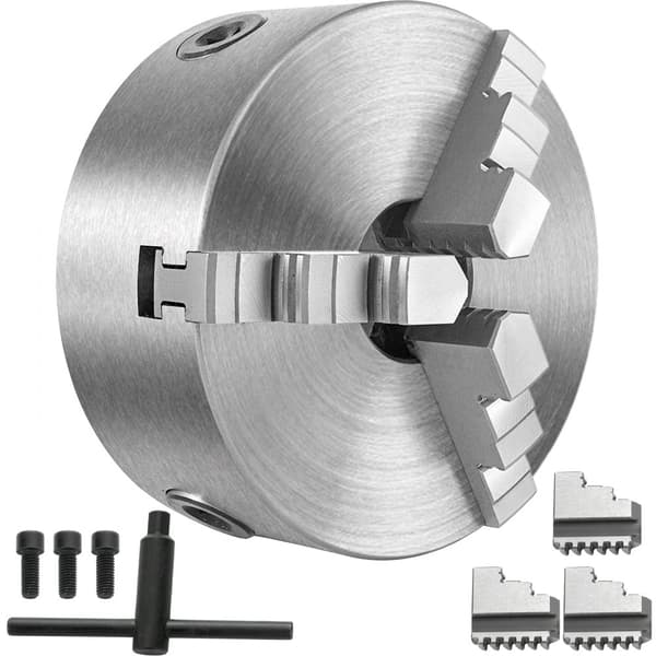 3 Backenfutter 125 mm, Dreibackenfutter 16 x 16 x 15 cm, Gjutjärn snurrfäste, självcenrering med hög precision.