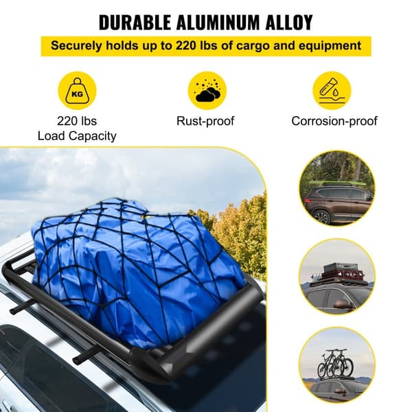 Universal 64x40 tums takkorg, aluminium takräcke, korg lasthållare XL-B för bil Top Bagage SUV-hållare (63" X 40").