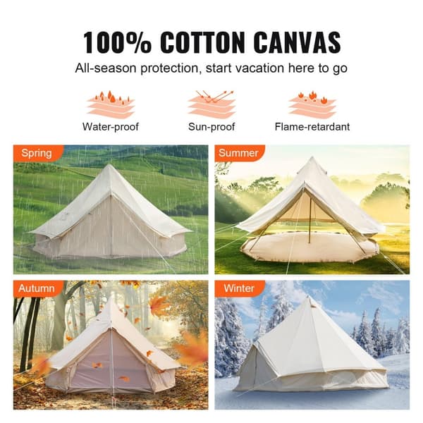 4M klocktält för 5-8 personer, vattentätt canvas med spishål, perfekt för camping och utomhusjakt året runt.