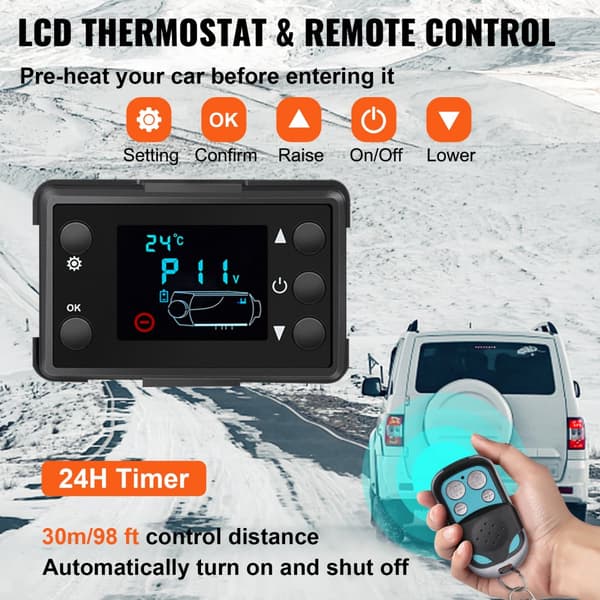 Ny Diesel Luftvarmer 5KW 12V, Parkeringsvarmer til Mini Lastbil, Sort LCD, Fjernbetjening. Ideel til RV, Båd og Autocampere.