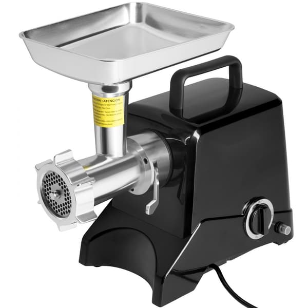 Elektrisk kødkværn med 419 kg/t kapacitet, 575W (max 1100W). Industriel design, inkl. 2 knive, 3 plader og pølsemaskine i aluminium. ETL-godkendt.