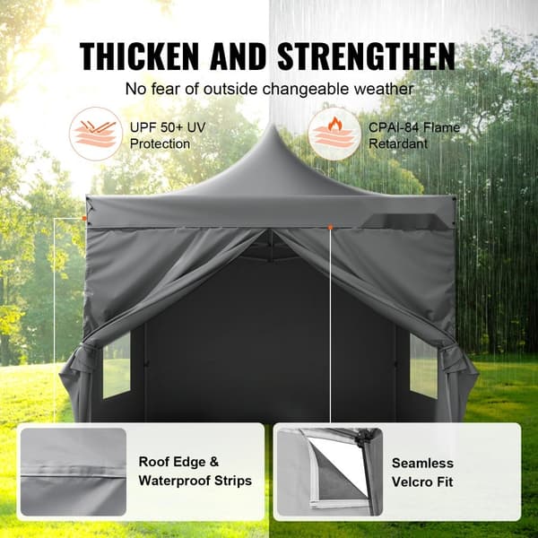 Pop Up Canopy Telt 10x10FT - Udendørs Gazebo med mørkegrå sidevægge til beskyttelse og komfort.