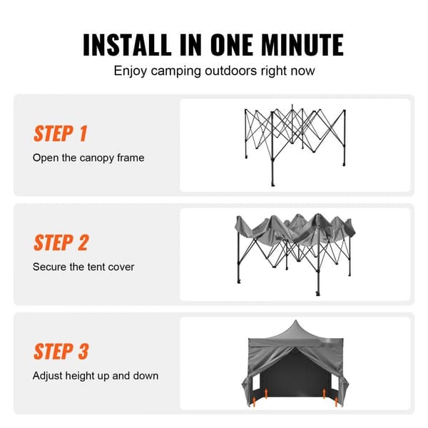 Pop Up Canopy Telt 10x10FT - Udendørs Gazebo med mørkegrå sidevægge til beskyttelse og komfort.