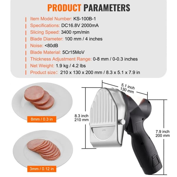 Elektrisk shawarma-kniv, trådløs, til Tyrkisk döner kebab. Effektiv kødskærer med 2 blades. Perfekt til madlavning!