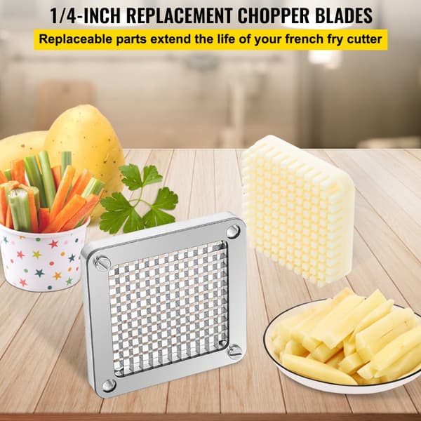 Franska fritesskärare Chopper, utbyte av blad & tryckblock, 1/4 tum, 3 st.