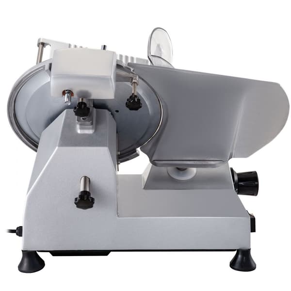 Kaupallinen 320 W Deli-lihaleikkuri, 12" hiiliterästerauta, säädettävä paksuus, 350-400 rpm, liha, juusto, vihannekset.