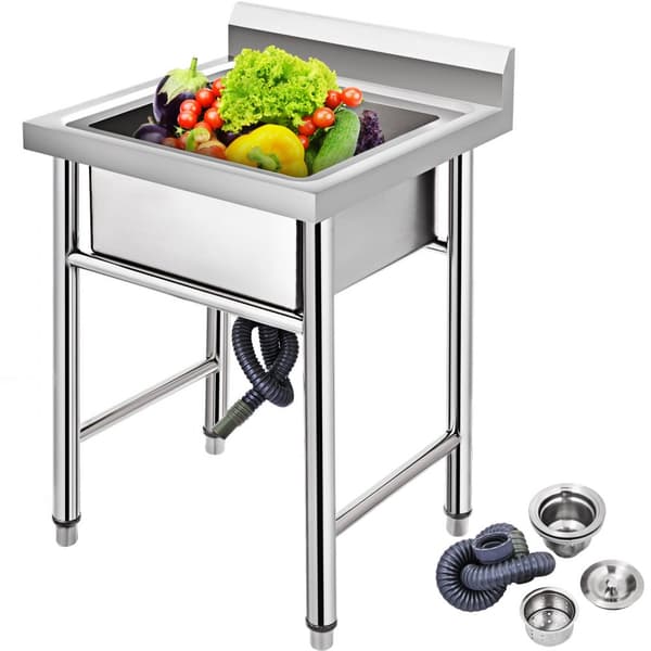 Håndlavet rustfrit stål vask, ikke-magnetisk. 1 rum (17,5 x 10 x 16,5") - perfekt til cafeer, hospitaler og gårde.