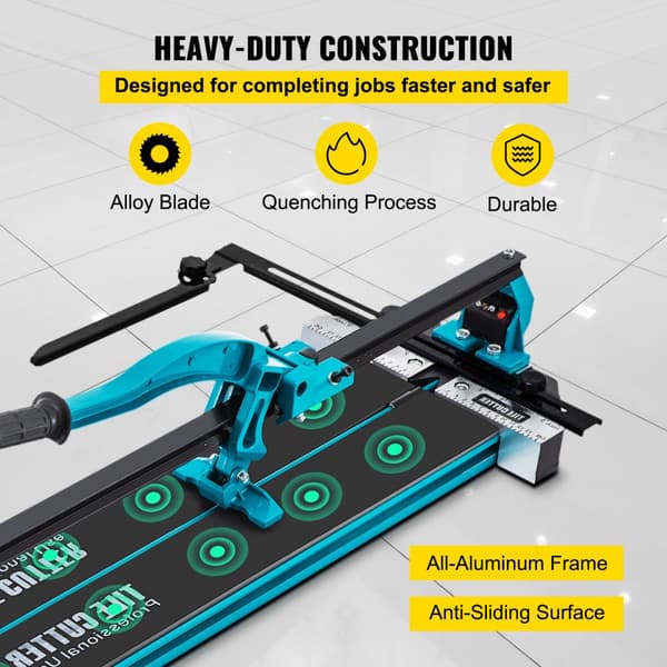Tile Cutter 39in Skärverktyg med Laserguide, Enkelskena och Dubbla Fästen för Precisionskapning.