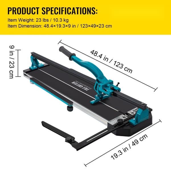 Tile Cutter 39in Skärverktyg med Laserguide, Enkelskena och Dubbla Fästen för Precisionskapning.