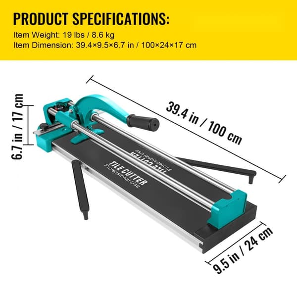 31 tum/800 mm kakelskärare med dubbla skenor, manuell 3/5 tums kåpa och laser för precisionsskärning.