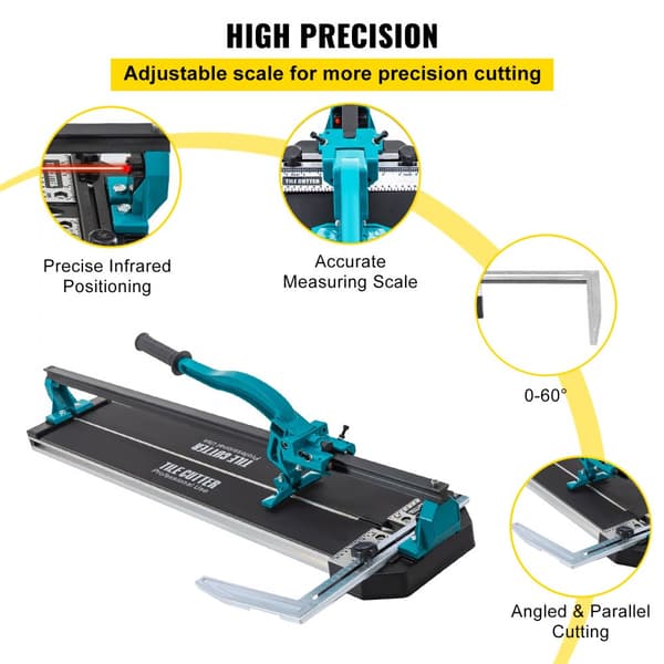 31 tums kakelskärare med enkelskena, manuell, 3/5 tums kåpa m/exakt laserpositionering, verktyg för precisionsskärning.