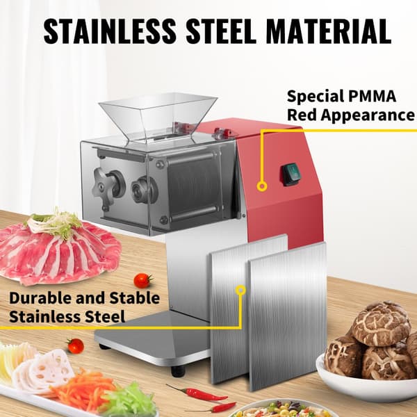 Kommerciel kødskæremaskine, 251 kg/h, 850W elektrisk skærer med 3,5 mm klinge – rustfrit stål til restauranter og supermarkeder.