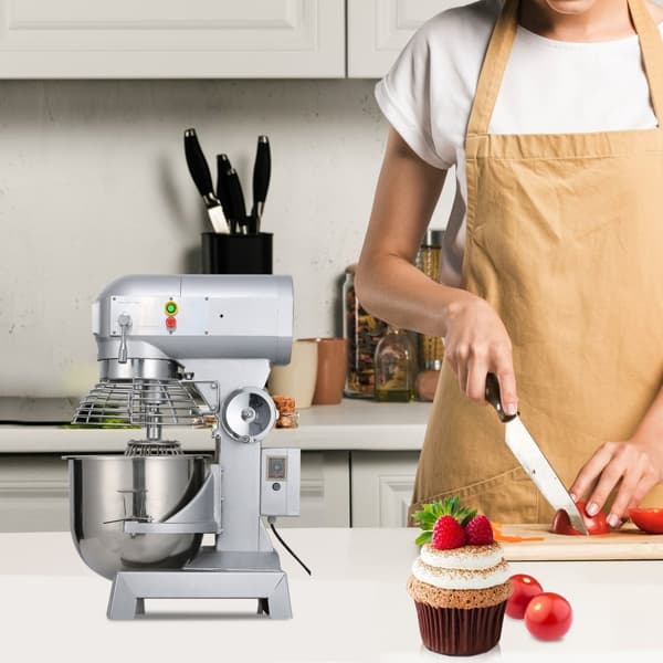 Kommerciel elektrisk food mixer med 10L kapacitet, 500W, justerbar til køkkenbrug. Ideel til madlavning og bagning.