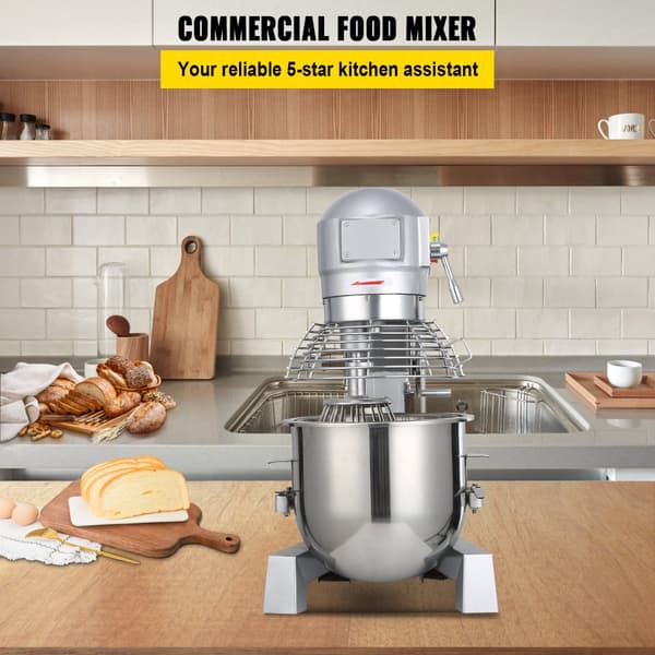 Kommerciel elektrisk food mixer med 10L kapacitet, 500W, justerbar til køkkenbrug. Ideel til madlavning og bagning.