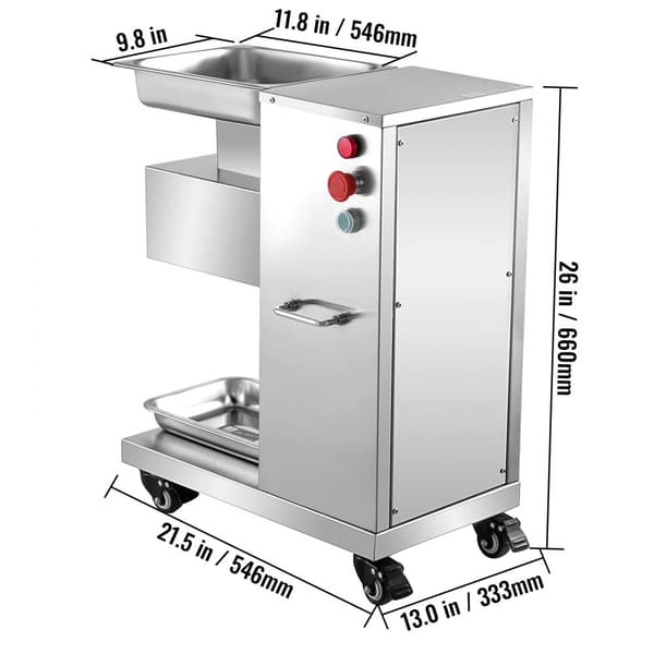 Kommerciel 1100 LB/H Kødskærermaskine - 750W Elektrisk Skivemaskine med 3mm Rustfrit Stål-klinge til Restaurant og Køkken.