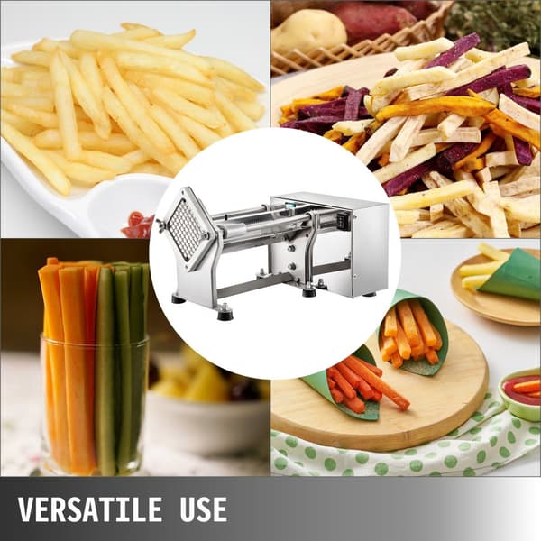 Elektrisk stekskärare med 4 blad, potatisskärare för pommes frites, anti-halkfötter, kraftfull kopparmotor.
