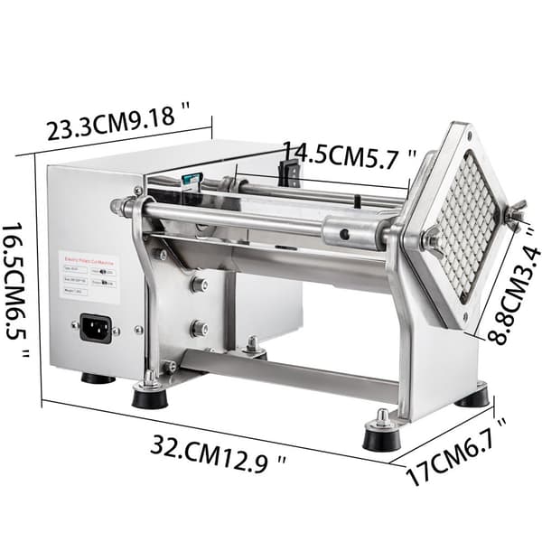 Elektrisk stekskärare med 4 blad, potatisskärare för pommes frites, anti-halkfötter, kraftfull kopparmotor.