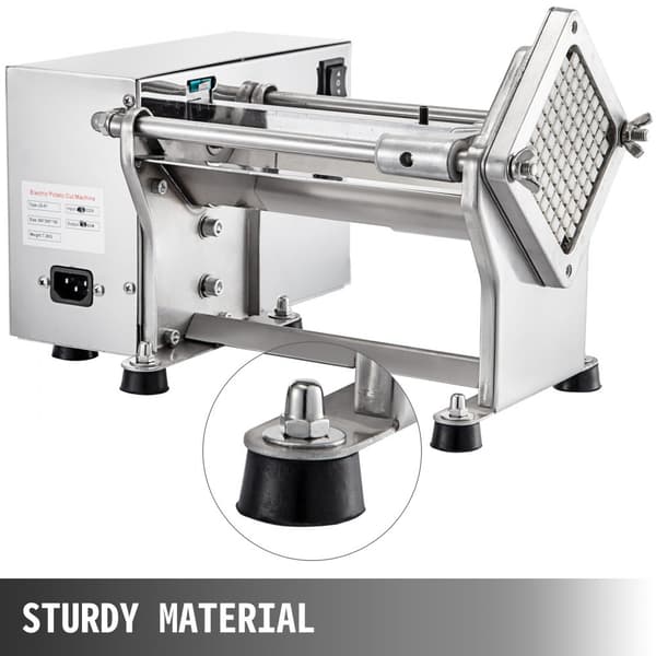 Elektrisk stekskärare med 4 blad, potatisskärare för pommes frites, anti-halkfötter, kraftfull kopparmotor.