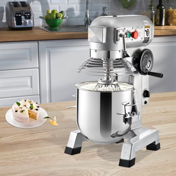 Kommersiel køkkenmaskine, 15Qt rustfrit stål, 850W robust elektrisk mixer med 3 hastigheder. Inkl. piskeris og dejkrog – ideel til bagerier og