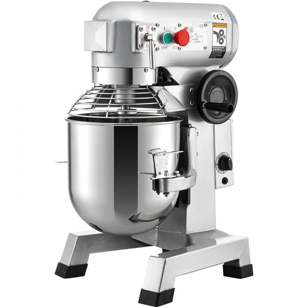 Kommersiel køkkenmaskine, 15Qt rustfrit stål, 850W robust elektrisk mixer med 3 hastigheder. Inkl. piskeris og dejkrog – ideel til bagerier og